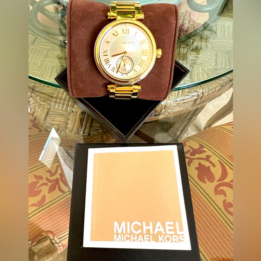 Michael Kors Gold-Tone Watch with baguettes